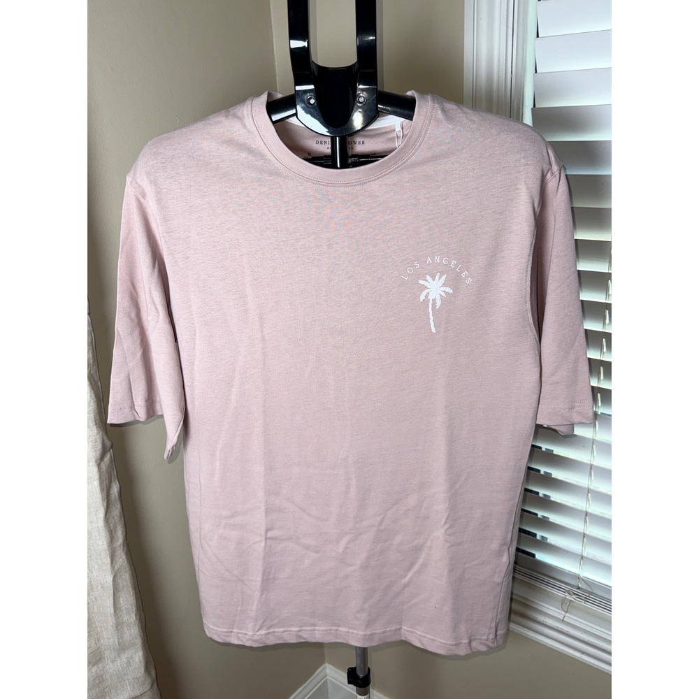 Denim & Flower Ricky Singh Mens Los Angeles Palm Tree Graphic T-Shirt Pink S NWT